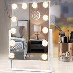 Vanity Mirror with Lights, Hollywood Lighted Makeup Mirror with 3 Color Lighting Modes and 12 Dimmable Bulbs, Detachable 5X Magnification, Smart Touch Control, 360°Rotation, White