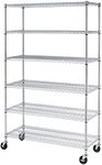 BestOffice 6-Shelf Shelving Unit with Wheels Storage Shelves Heavy Duty Metal Shelves Garage Organizer Wire Rack Shelving Storage Unit Shelf Adjustable Utility 6000 LBS Capacity-18x48x76 (Chrome)