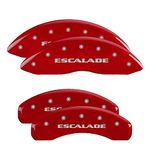 MGP Caliper Covers 35015SESCRD 'ESCALADE' Engraved Caliper Cover with Red Powder Coat Finish and Silver Characters, (Set of 4)