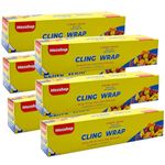 MAXSHOP Cling Wrap 12 Inch x 1800 Feet, Stretch Film Wrap with Slide Cutter, Wrap for Food BPA-Free Microwave and Freezer Safe, Clear Food Kitchens Quick (300 Feet x 6 Roll)