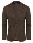 PJ PAUL JONES Men's Vintage Herringbone Tweed Blazers British Wool Blend Sport Coat Jacket, Brown Herringbone, M