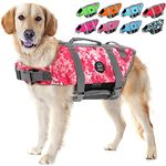 EMUST Dog Life Jackets, Dog Life Vests for Swimming, Beach Boating with High Buoyancy, Dog Flotation Vest for Small/Medium/Large Dogs, S, NewPinkCamouflage