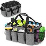 HODRANT Extra-Large Cleaning Caddy Organizer with Sturdy Pad & Handles, Cleaning Tote Bag for Cleaning Products, Cleaning Supplies Storage Bag with Large Capacity for Housekeeping Work & Car, Grey