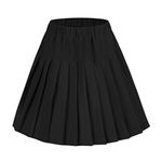 Urban CoCo Women's Elastic Waist Plaid Pleated Skirt Tartan Skater School Uniform Mini Skirts (XX-Large, Solid Balck)