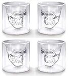 Eidoct Crystal Skull Shot Glasses Double Wall Glass Cup,Funny Crystal Drinking Cup,Whiskey Glasses,Cool Beer Cup for Wine Cocktail Vodka,Set of 4 (25ml*4)