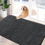 YOOTUKL Chenille Doormat Indoor 90x60cm Muddy mats for dogs Washable Rug Non Slip Dirt Trapper Quick Dry Soft Microfiber Durable Rubber Backing Bathroom Rugs(Gery, 36''X24''(L))…