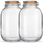 Qianfenie Glass Jars with Airtight Lids, 2 Pack - 1 Gallon Wide Mouth Storage Mason Jars with Hinged with 1 Replacement Silicone Gaskets for Fermenting, Canning, Preserving