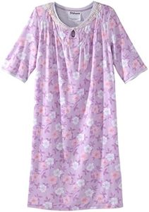 Silverts Hospital Gowns for Women Open Back, Night Gowns for Elderly Women, Adaptive Clothing for Seniors, Elderly Nightgowns, Dementia Clothing- Purple Bubble MED
