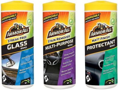 Armor All, Car Interior Cleaning Wipes, Triple Pack for Dashboard, Glass & All Around Interior, 90 Biodegradable Wipes (Set of 3x30 Plastic Free Wipes), Ideal for Car Detailing, Made in the UK