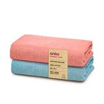 Anko Australia 100% Cotton 550 GSM Large Malmo Bath Towel | Set of 2 | Super-Soft, Absorbent, Quick-Drying | Pink & Blue Towel for Men, Women & Kids | 135x68 cm |Travel, Gym, Spa Towel