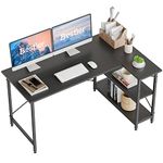 Bestier 140 x 90CM Wider L Shaped Desk Computer Desk with Shelves Small Corner Desk Reversible Computer Desk Writing Table with Bookshelf for Home Office Small Space