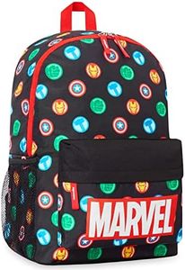 Marvel Kids Backpack, School Bag with Zipped Front Pocket - Boys Gifts, Black Aop, One Size