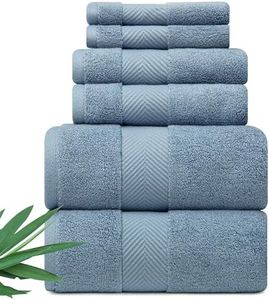 Alusa Home Ultra Soft & Plush Viscose from Bamboo Bath Towels - 700 GSM Luxury Bath Towels - 6 Piece Set - Super Absorbent & Quick Drying (Chambray)