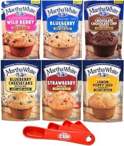 Martha White Muffin Mix Variety, WildBerry, Blueberry, Chocolate Chocolate Chip, Blueberry Cheesecake, Strawberry, Lemon Poppy with By The Cup Swivel Spoons