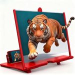 2026 New Version Mobile Phone Magnifier Projector Screen,Upgrade 3D HD Magnifying Projector Screen Enlarger for Movies,Videos and Game Foldable Holder Stand Compatible with All Phones (Red, 12 inch)