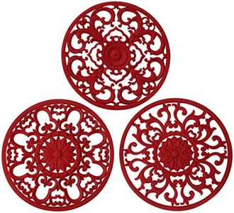 colinda Extra Thick Silicone Trivet Mat for Hot Dishes, Pots and Pans, Pot Holder, Pad to Portect Your Table Countertop, Kitchen Decor Accessories,Merlot Red,Set of 3 CLS-0025/MR