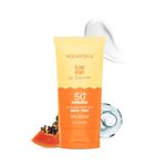 Aqualogica Glow+ Dewy Sunscreen Gel SPF 50+ PA++++ with Papaya & Vitamin C - 30 g | Broad Spectrum SPF 50+ PA++++ | UVA/B & Blue Light Protection | Anti-Pollution Factor (APF) Technology | In-Vivo Tested | Brightens Skin I Fragrance-Free & No White Cast | For Glowing & Sun Protected Skin