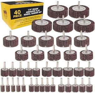 Dura-Gold 40-Piece 1/4" Shank Abrasive Flap Wheel Sander Set, 80 Grit Aluminum Oxide Sandpaper - 8 Cylindrical Diameter Sanding Wheel Sizes - Use Drills, Grinders to Sand Grind Strip Metal, Wood Paint