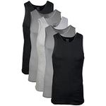 Gildan Men's A-Shirts Tanks Multipack, Black/Sport Grey/Charcoal (5-Pack), Medium