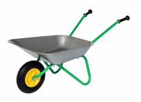 ROLLY TOYS 271757 Metal Pneumatic Tyres Children's Wheelbarrow, Green/Grey, 80 x 30 x 41 cm, Suits Kids from 2.5 Years