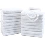 Polyte Ultra Premium Microfiber Kitchen Dish Hand Towel Waffle Weave, 18 Pack (16x28 in, White)