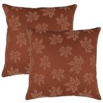 PurpleEssences Traditional Autumn Jacquard Throw Pillow Covers Decorations Fall Farmhouse Cushion Cases Damask Cotton 16 x 16 Inch Set of 2 for Home Couch Sofa - Damask Maple Leaves