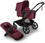 Bugaboo Kangaroo All-Terrain Single-to-Double Tandem Stroller for Infant and Toddler, for Up to Three Kids, XL Wheels, One-Hand Operation, Large Bassinet, XL Underseat Storage (Dark Cherry)