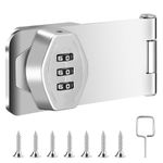 3-Digit Password Combination Lock Keyless Cabinet Combination Lock Mechanical Password Rotary Hasp Locks Twist Knob Hasp Latch Lock for Cabinets Barn Door Closet Box(Silver,4 inch)