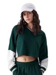 The Souled Store TSS : Varsity Green Women and Girls Oversized fit Full Sleeve Cotton Multi Color Crop Tops