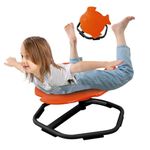 E-Solem Autism Kids Swivel Chair, Carousel Spin Sensory Chair, Training Body Coordination, Sensory Spinning Chair Wobble Chair for Kids Metal Base Non-Slip Small Chair (Orange)