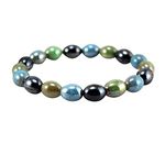 Power Ionics 8mm Colorful Tourmaline Beads Bracelet for Women, 20 cm High Elastic Wristband, Includes Jewellery Gift Bag