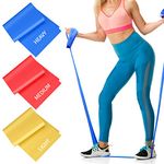 Resistance Bands Set, 3 Pack Elastic Exercise Band, 2M / 6.5 FT Stretch Bands with 3 Resistance Levels, Strength Training, Pilates, Yoga, Fitness, Red,Yellow,Blue, (ZHIO-HM8323)