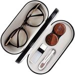 MUDOR 2 in 1 Contact Lens Case, Double Sided Contact Lens Travel Kit Includes Remover Tool with Tweezers,Dual Use Design for Contact Lens case and Glasses case (Black-3)