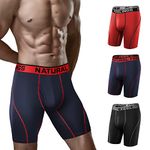 Natural Feelings Mens Underwear Performance Sports Dry Fit 9inch Boxer Shorts Men M