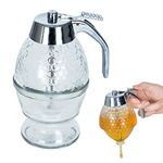 Orion Glass Dispenser for Honey Syrup Honey Dispenser with Base Storage Stand