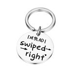 PLITI Online Dating Relationship Tinder Gift Anniversary Jewelry Valentines Day Gift For Boyfriend Girlfriend Dating Gift I'm So Glad I Swiped Right Keychain for Tinder Dates (glad swiped right CA)