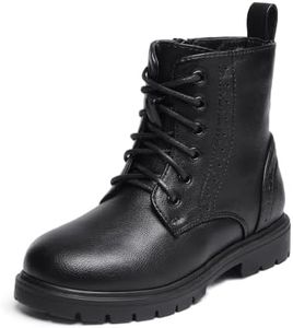 DREAM PAIRS Girls Ankle Boots Boys Kid Combat Shoes,Black/Pu,2 Little Kid