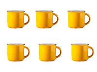 MECOWON 14 OZ Porcelain Coffee Mugs, Set of 6 Mugs for Coffee, Tea, Milk, Cocoa, Yellow