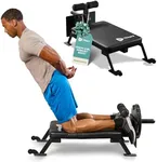 Lifepro Nordic Curl Workout Bench - Home Gym Hamstring Curl Machine & Glute Bench with Transport Wheels - Works with 1" & 2" Olympic Weight Plates - Durable Padding, Construction