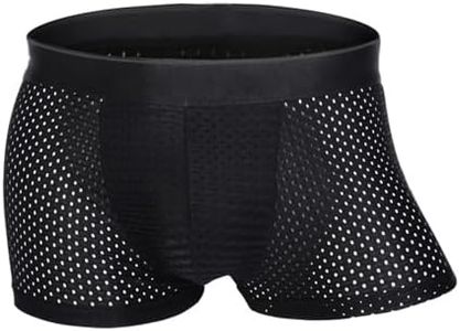 Zueauns Bóxer para Hombre, Malla Transpirable Ropa Interior de Seda de Hielo,Súper Suave Calzoncillos