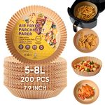 Katbite 200PCS 7.9 Inch Air Fryer Liners Disposable for 5-8 L, Non-Stick Air Fryer Parchment Paper Liners, Oil-Proof Water-Proof Round Air Fryer Liners, Air Fryer Paper Liners for Cooking, Baking