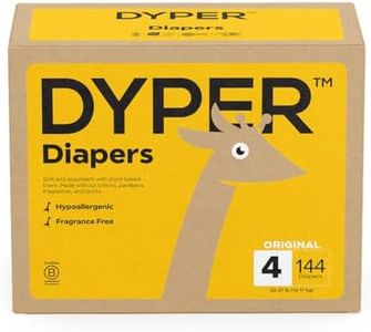 DYPER Viscose from Bamboo Baby Diapers Size 4 | Honest Ingredients | Cloth Alternative | Day & Overnight | Made with Plant-Based* Materials | Hypoallergenic for Sensitive Newborn Skin, Unscented