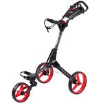 SkyMax Golf CUBE 3 Push Folding Trolley Compact Design Cart - Charcoal/Red