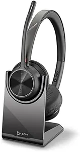 Poly - Voyager 4320 UC Wireless Headset + Charge Stand (Plantronics) - Headphones with Boom Mic - Connect to PC/Mac via USB-C Bluetooth Adapter, Cell Phone via Bluetooth - Works with Teams, Zoom &More