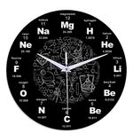 ONEVER Modern Wall Clock with Chemistry Science Periodic Table Rounded Acrylic Mute Wall Clock 12 Inch Black