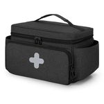 CURMIO Small Medicine Storage Bag Empty, Family First Aid Organiser Box for Emergency Medical Kits, Black(Empty Bag, Patent Pending)