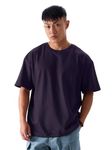 The Souled Store Solids: Berry Mens and Boys Oversized fit Half Sleeve Cotton Dark Blue Color Oversized T-Shirts (214102_S_Dark Blue) Oversized T-Shirts Fashionable Trendy Graphic Prints Pop Culture