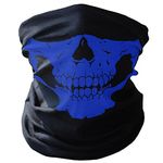 Biker Skeleton Skull Face Mask BMX - Airsoft - Ski Snood Neck Warmer (Blue)