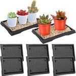 Pinkunn 6 Pieces Bonsai Humidity Tray Resin Humidity Drip Tray Rectangular Plant Saucers for Bonsai Tree Indoor and Outdoor Plants Cactus Succulents Houseplants Drainage (7 x 4.9 Inch, Brown)