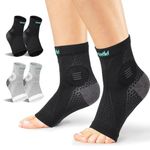 Neuropathy Socks for Men and Women - Compression Ankle Sleeves Soothe Relief Socks for Plantar Fasciitis, Anti Fatigue Comprex Foot Support Brace Sock for Outdoor indoor Sports ,2 Pairs(Black+Grey,XL)